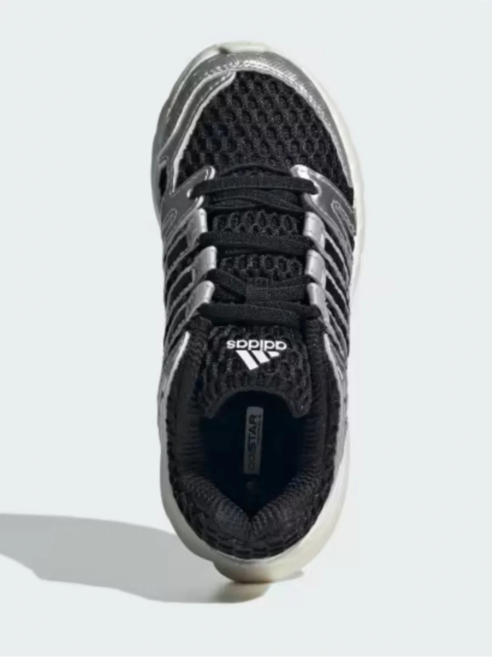 Adidas Control 5 Kids Black Silver Mesh Elastic Lace Sneakers